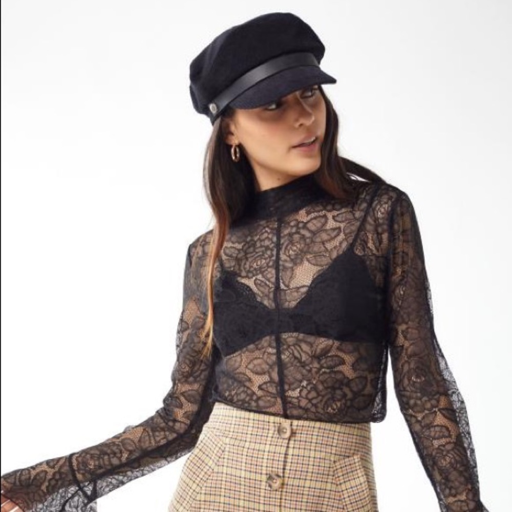 Urban Outfitters Bella Lace Mock Neck Top